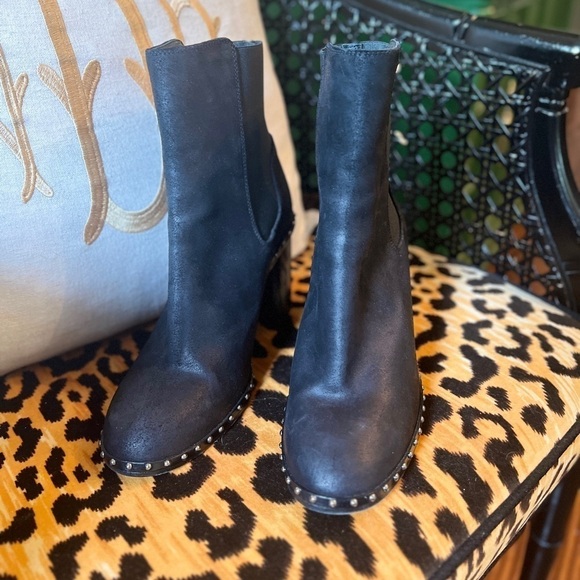 RAG & BONE Romo Waxy Black Leather Studded Chelsea Boots - Picture 4 of 9